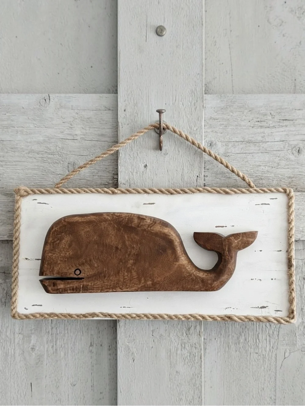 Sigrid Olsen Home Wood Whale Wall Decor Coastal Nautical Beach Cottage 21”